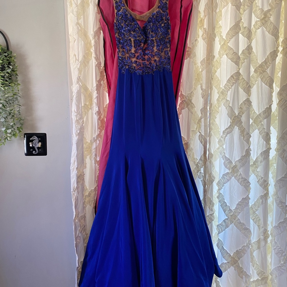 Sherri Hill Royal Blue Embellished Prom Gown